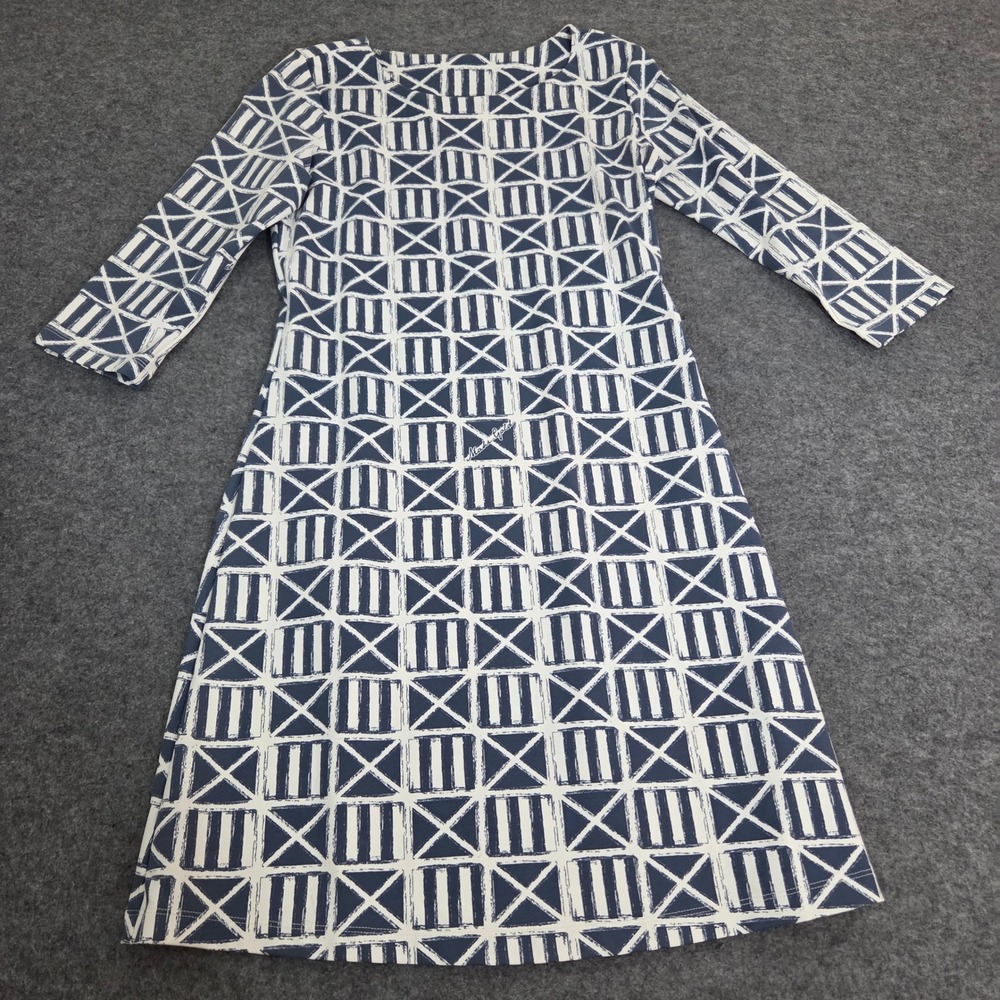 Mahi Gold Dress Womens S Gray White Geometric Wrinkle Resistant Stretch